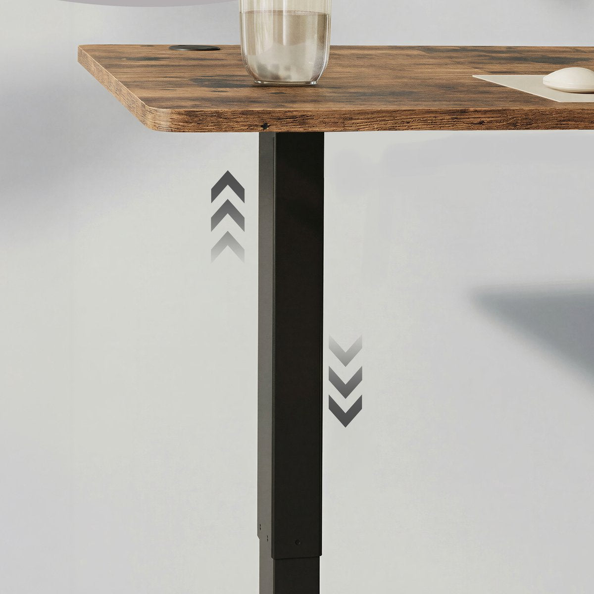 Bureau assis-debout électrique Ochama 180 x 80 cm - Noir-marron - 72-120 cm - Fonction mémoire