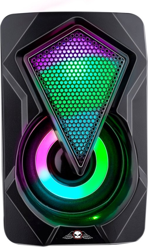 Ensemble d'enceintes No Fear - 2 pièces - lumineux - connexion USB - Bluetooth/ Aux - noir