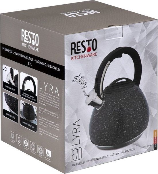 Bouilloire sifflante - Resto - 2,7L - Acier inoxydable - Induction - Marbre noir
