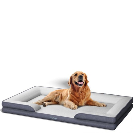 Panier orthopédique pour chien CozySense® 100 x 70 cm - Taille XL - Lit imperméable pour chien avec housse lavable - Convient comme coussin de banc - Blanc