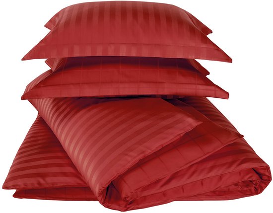 Housse de couette De Witte Lietaer en satin de coton Zygo - Format hôtel - 260 x 240 cm - Rouge