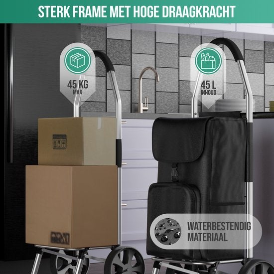 Avalo Chariot de courses avec compartiment réfrigérant - Pliable - Sac de courses amovible - Chariot de courses