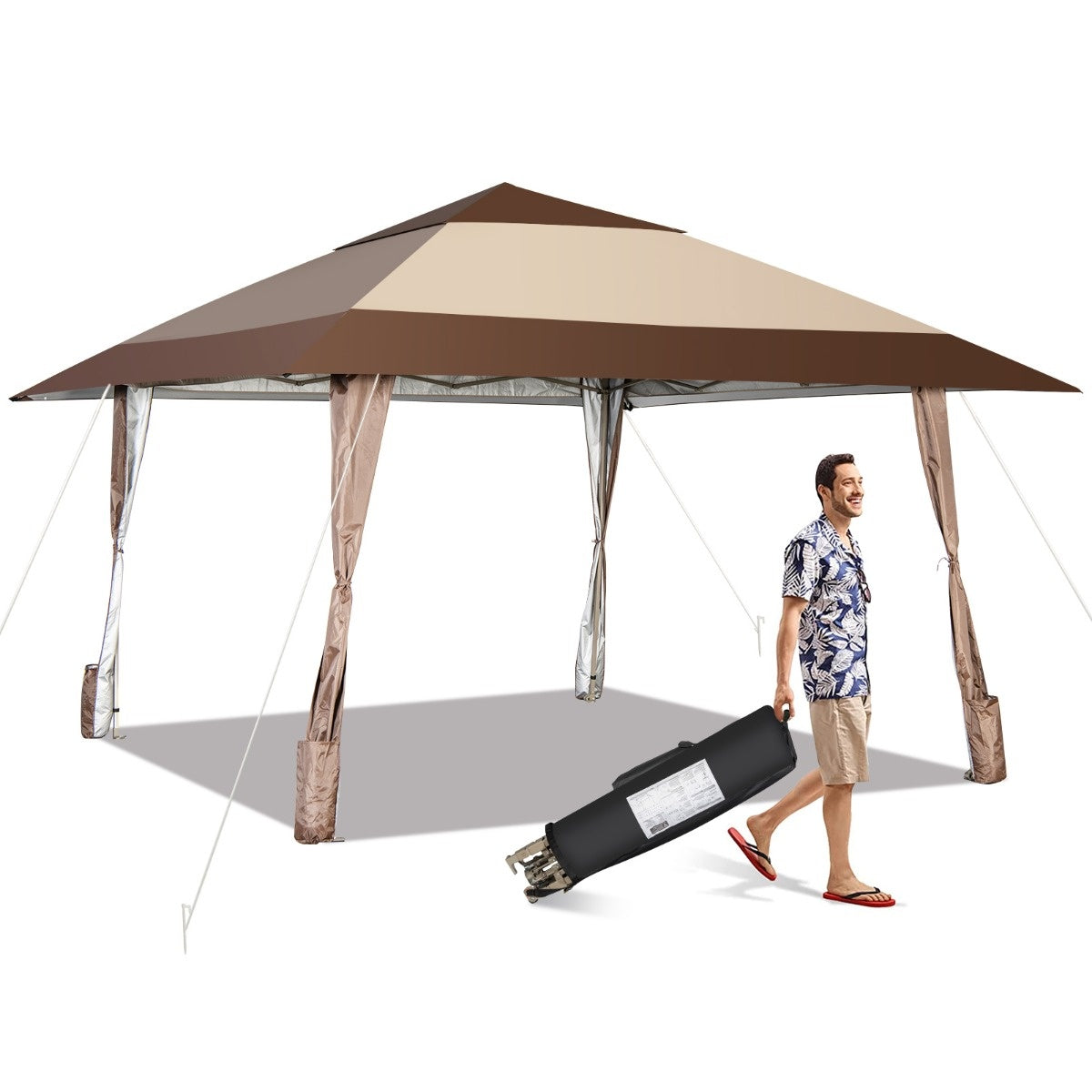 Coast 4 m x 4 m Terrasse Pavillon tente de toit avec roues beige