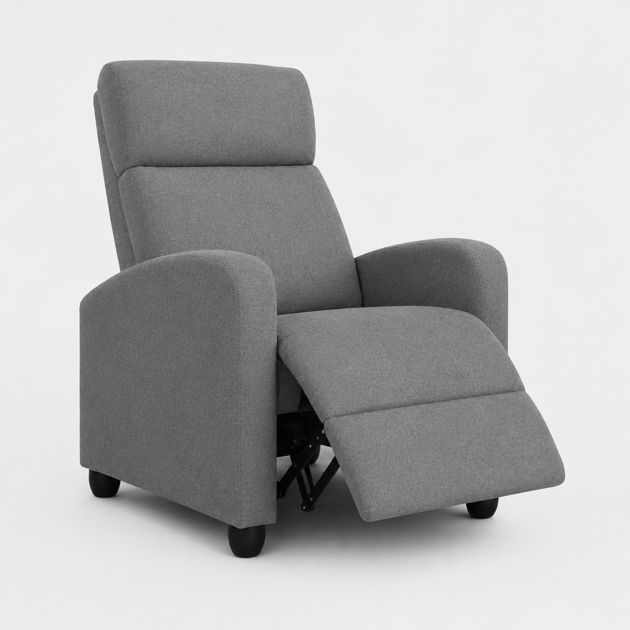 Fauteuil relax réglable Yaheetech - Gris - Fauteuil TV en lin avec repose-pieds et fonction d'inclinaison