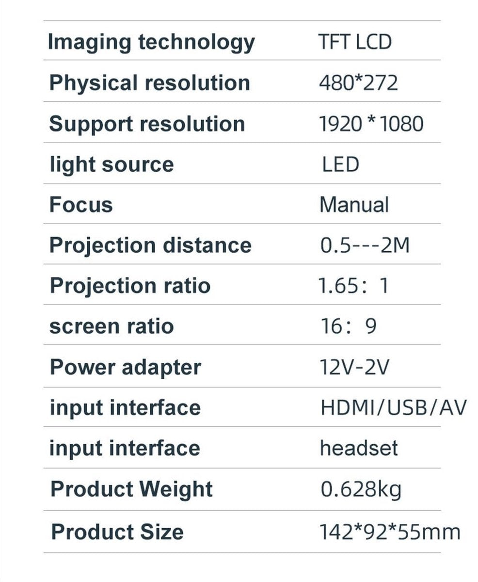 Fuegobird YG280 Mini Beamer - Projecteur - LED - 1080P - HD Blanc