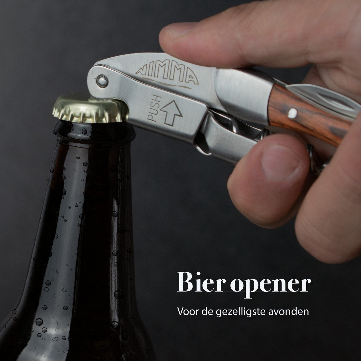 Nimma® Tire-bouchon - Multifonctionnel - Ouvre-bouteille - Couteau de serveur - Accessoires pour le vin et la bière - Ouvre-bouteille - acier inoxydable