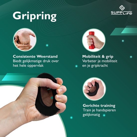 Kit d'entraînement pour les mains Supplife, 5 pièces – Pince à main réglable avec compteur – Entraîneur de préhension et balle de préhension – Entraîneur pour les doigts – Anti-RSI