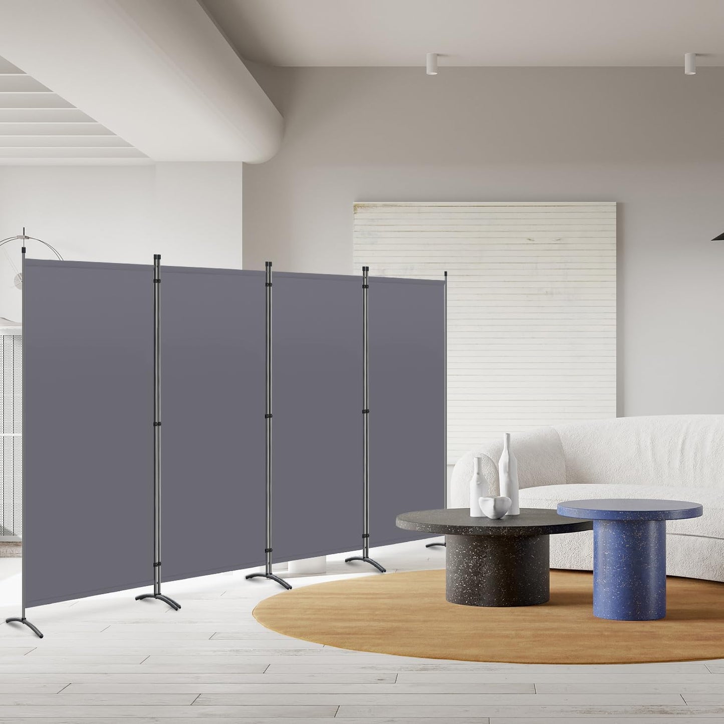 Angel Living Paravent 4 pièces - Cloison pliante 324 x 170 cm - Protection contre l'invisibilité pour l'intérieur et l'extérieur (jardin, salon, chambre à coucher, bureau) - Gris