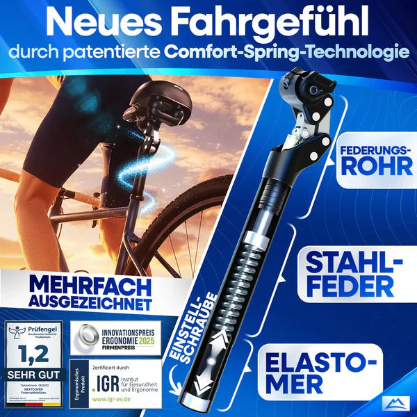Nextcover ComfortSet MAX - Selle de vélo + tige de selle à suspension - Vélo électrique/Sport - Noir