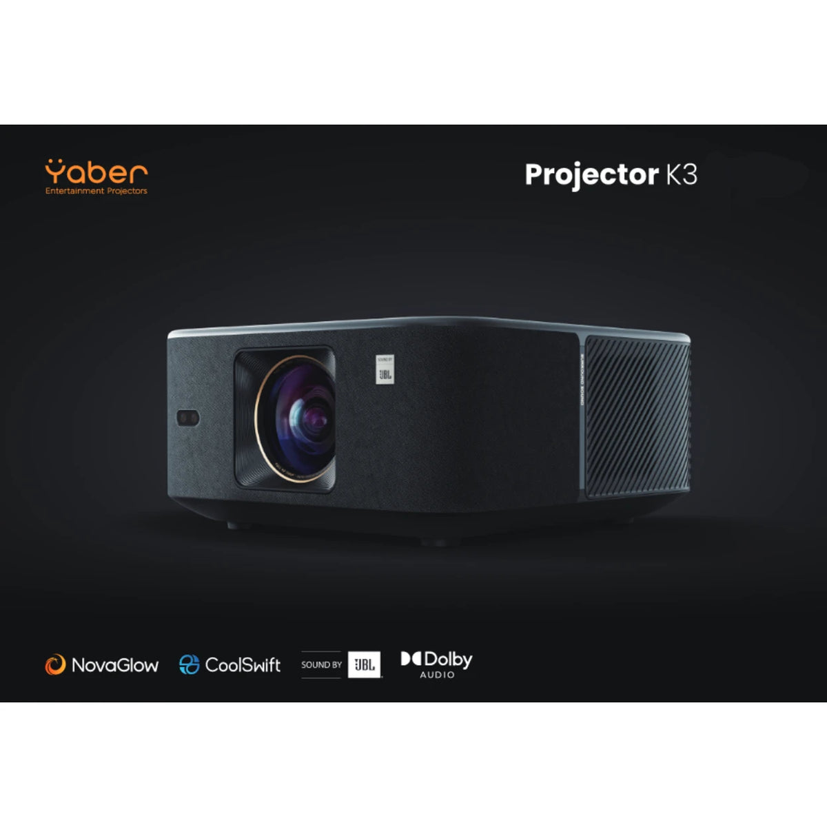 Projecteur intelligent Yaber K3 – Full HD 1080p – Google TV – Audio JBL et Dolby Audio – Correction automatique de l'image – Wi-Fi et Bluetooth