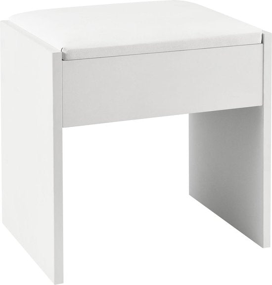 Tabouret de coiffeuse en bois / Tabouret Melly - Blanc - 40 x 30 x 43 cm