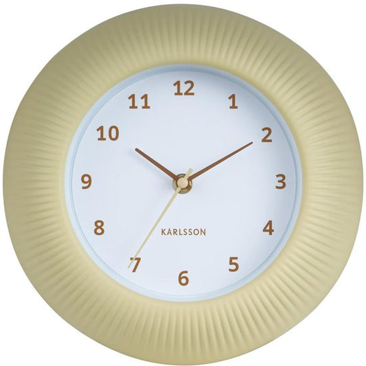 Horloge murale Karlsson Tender Rib - Jaune pâle - Ø 25 cm - Horloge murale scandinave