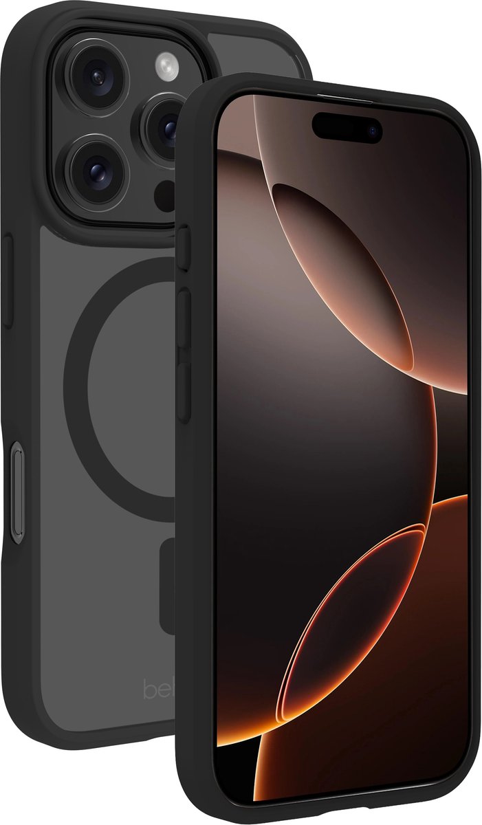 BeHello Case pour iPhone 16 Pro - MagSafe - Flexible - Antichoc - Noir transparent