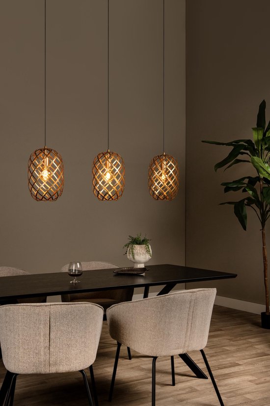 Lucide WOLFRAM - Lampe suspendue - 3xE27 - Or mat / Laiton