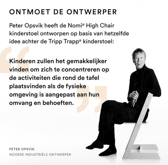 Chaise Stokke Nomi, noyer / noir - Favorise une posture assise active - Réglable sans outils - Comprend un repose-pieds stable et des roulettes anti-basculement - Supporte jusqu’à 150 kg