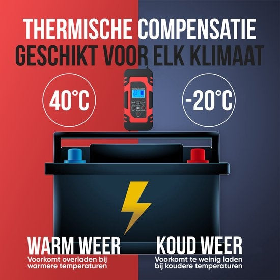 Chargeur de batterie Strex 12/24V - 4/6/8A, charge de maintien et mode réparation - Pour voiture, moto, scooter, bateau et camping-car