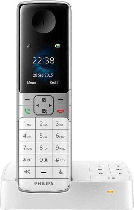 Téléphone sans fil Philips D6351W avec répondeur - Écran 1,8" - Répertoire jusqu'à 100 noms - Reconnaissance des numéros et verrouillage - Plug & Play - Blanc
