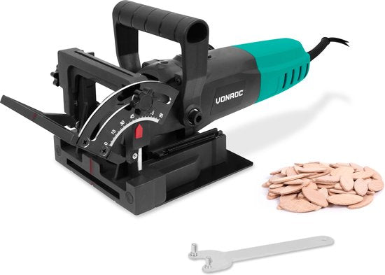 VONROC Flap cutter 900W - Dowel cutter - Inclus 50 lames (taille 20) et sac de collecte des poussières