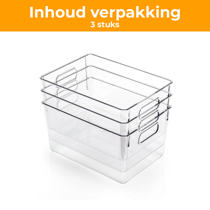 Stosh Organiser Trays - Transparent - 30 x 20 x 15 cm - 8.5L - Empilable - Plastique