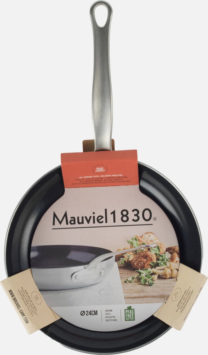 Mauviel 1830 Casserole 24 cm - inox/Aluminium - Noir & Argent Métallique - Convient à l'induction et au four