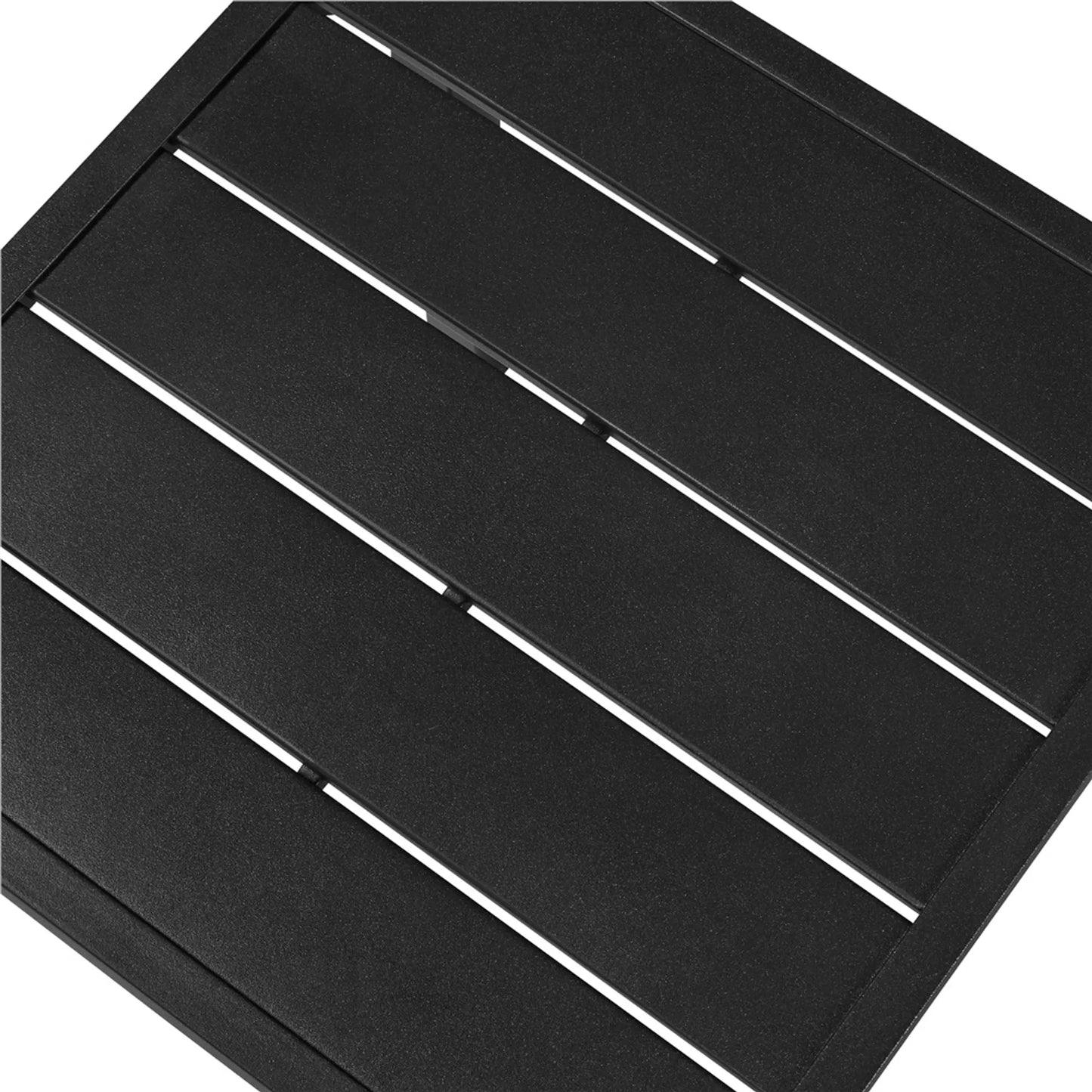 Yaheetech Table d'appoint carrée pour l'extérieur - équipée d'un plateau à lamelles, d'un revêtement en poudre électrophorétique et d'une barre de support - pour le jardin, le balcon et la terrasse - métal noir - 45 x 45 x 45,5 cm