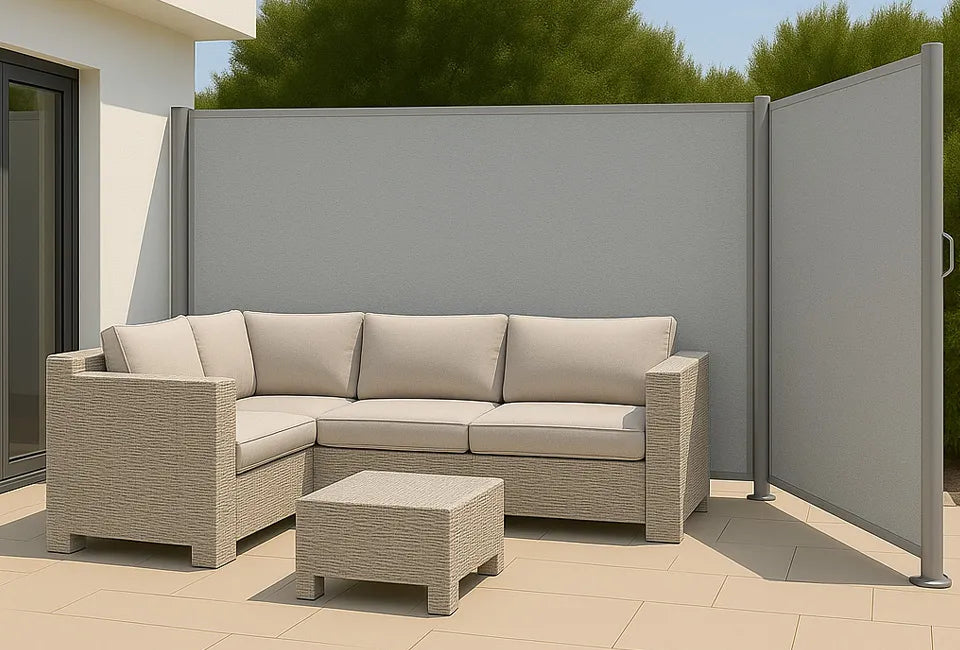 Brise-vent double en aluminium Hortensus 6 m x 1,8 m - Gris