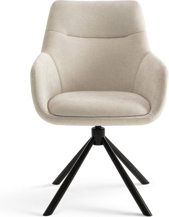 Furnihaus Chaise de salle à manger pivotante Olivia avec accoudoir Tissu beige