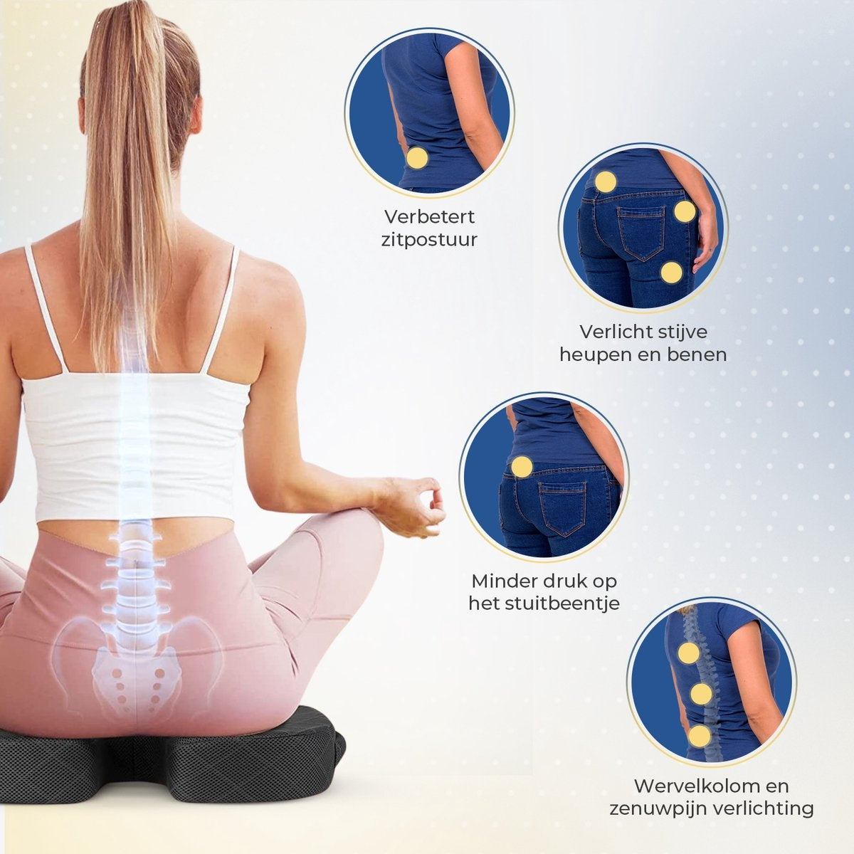 Coussin de siège orthopédique - SafeLife - Ergonomique - coussin pour le coccyx