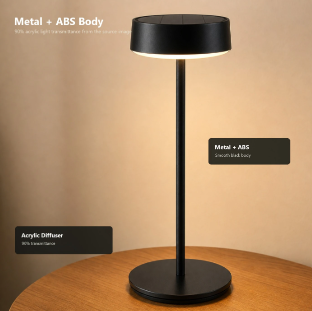 Lampe de table Arlgsite Solar - Sans fil - Rechargeable via USB-C - Intensité réglable - 3 modes de couleur