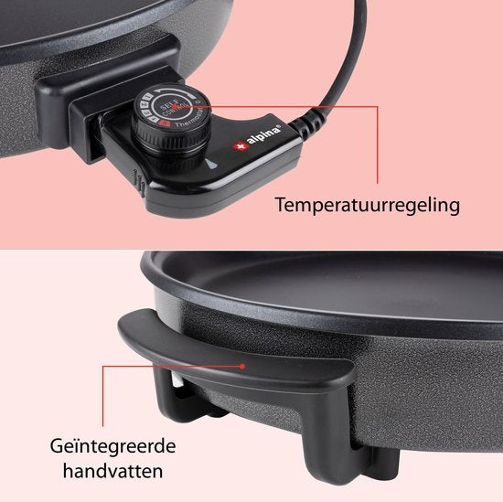 alpina Electric Dishpan - Casserole - Antiadhésive - 1500 W - Régulateur de température - Ø 40 cm