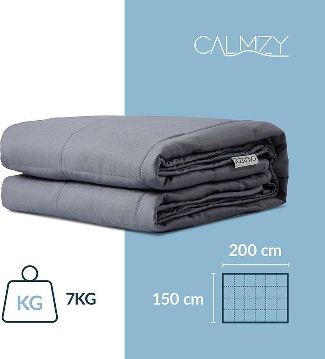 Calmzy verzwaringsdeken 7 KG - Verzwaarde deken - 150 x 200 cm - Donkergrijs