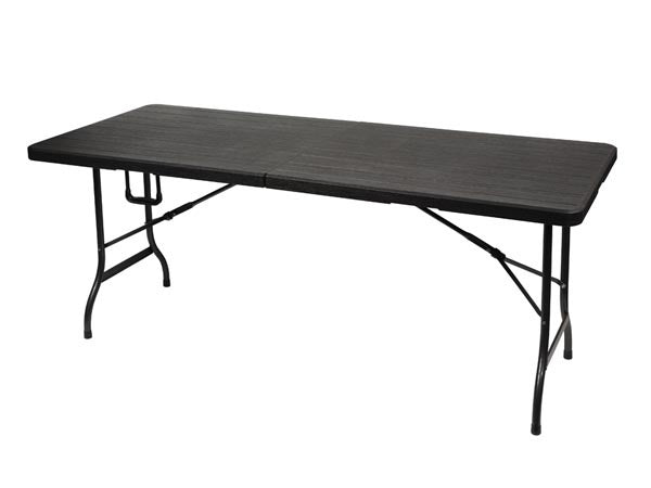 Perel Klaptafel, inklapbaar, weerbestendig, handgreep, houtlook, maximaal 100 kg, zwart