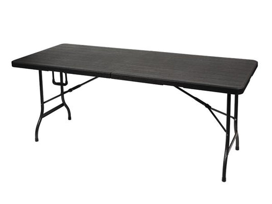 Perel Klaptafel, inklapbaar, weerbestendig, handgreep, houtlook, maximaal 100 kg, zwart
