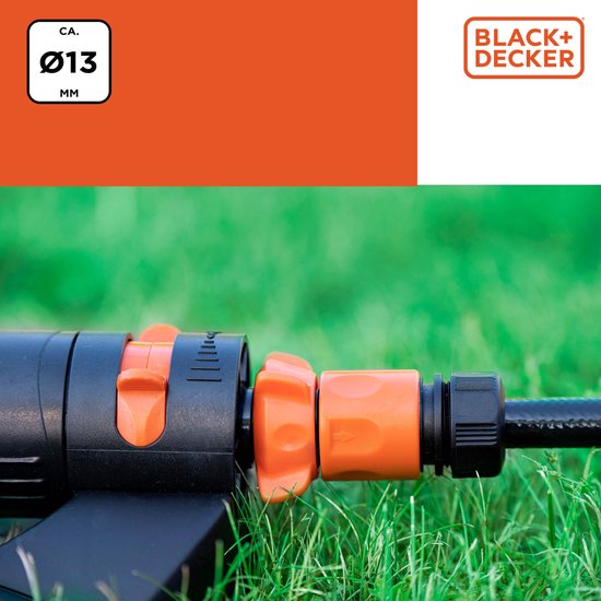 BLACK+DECKER Raccord rapide pour tuyau d'arrosage - 1/2'' - plastique - noir/orange - ⌀13 mm - Plastique - Noir/Orange