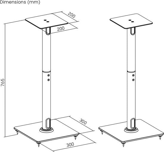 VDD Gaming Speaker Stand - Universal Speaker Stand - Floor Stand - Speaker Stand - set of 2 pieces - 76.5 cm high - 25 kg load capacity