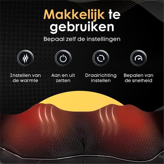 Coussin de massage Revolt - 120 minutes sans fil - Appareil de massage électrique pour le cou - Cou et épaules - Infrarouge