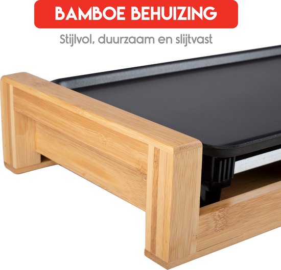 alpina Teppanyaki griddle - Gril de table - Antiadhésif - 2000W - 43x22,5cm - Noir