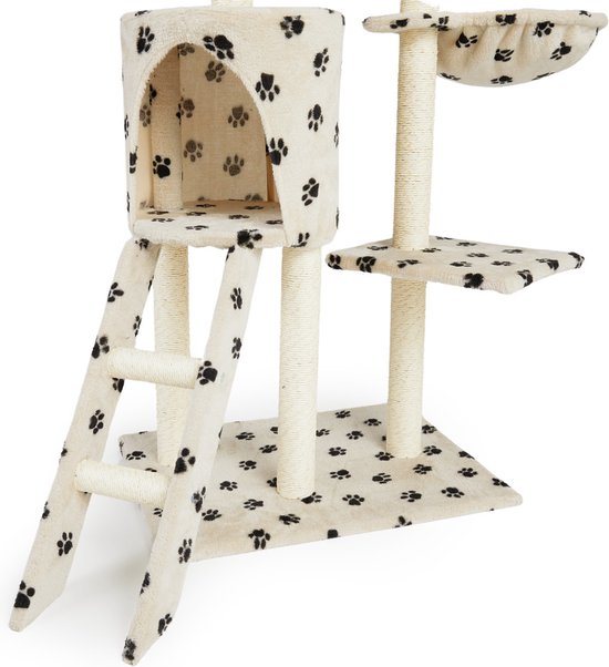Lifa Living griffoir - Arbre à chat - Griffoir pour chat - 42x60x138.5 cm - crème/noir