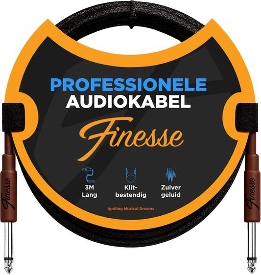 Finesse Guitar Cable PRO - 300 cm - Jack 6.35mm - Câble audio - Câble instrument - Câble guitare