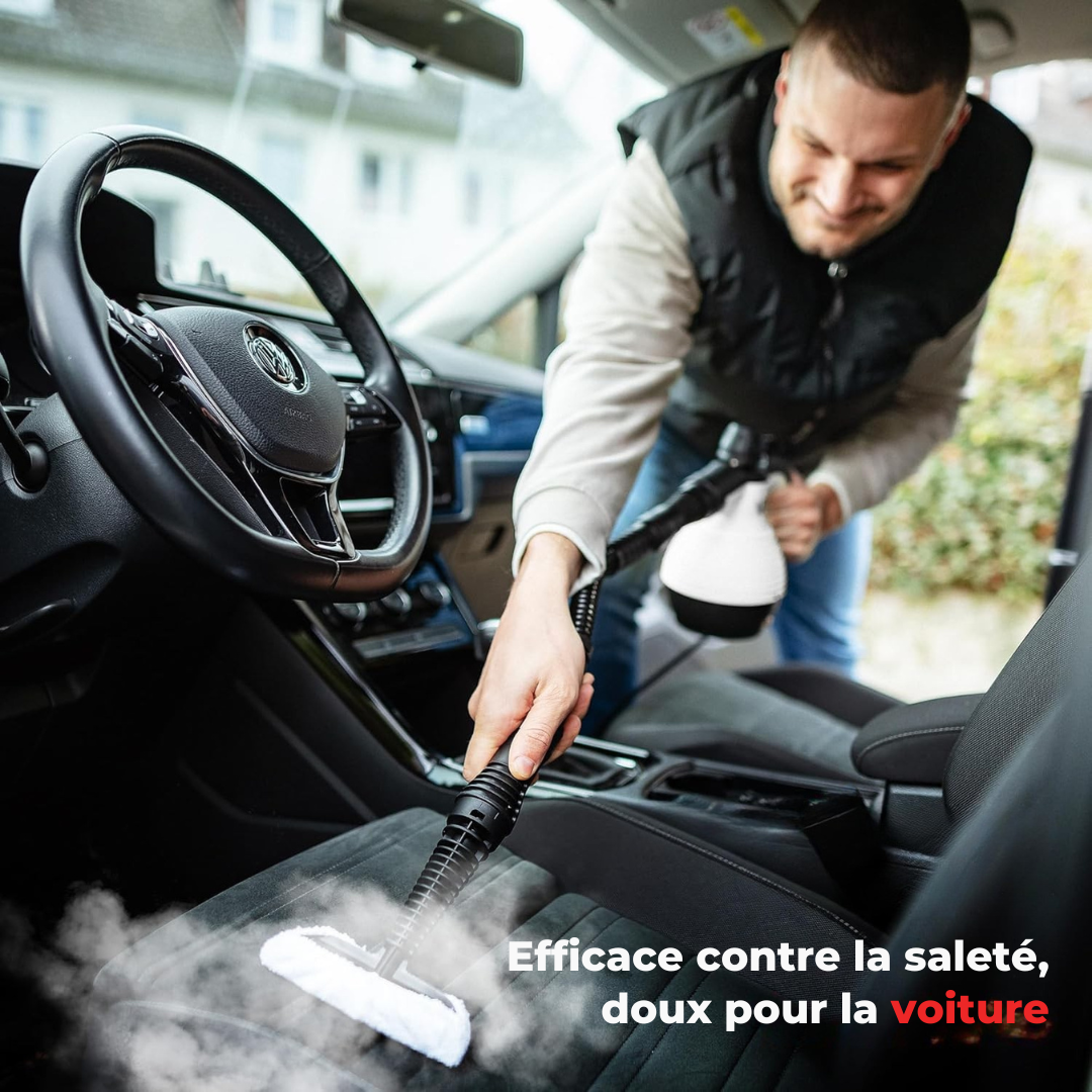 Nettoyeur vapeur à main – Réglage de la vapeur – Comprend 10 accessoires – Réservoir de 350 ml – Blanc