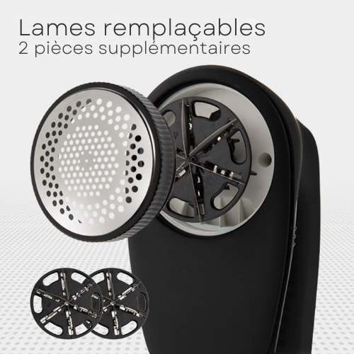 Rasoir anti-bouloche vêtements rechargeable USB Auronic Sans fil, 2 accessoires supplémentaires, Noir
