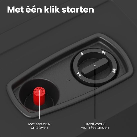 Réchaud à gaz mobile Auronic - avec roues - jusqu'à 60 m² - avec détendeur et tuyau de gaz - avec housse de rangement - noir