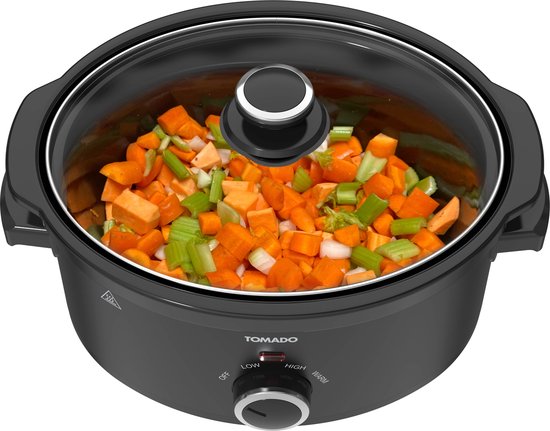 Tomado TSC3501B - Mijoteuse - 3,5 litres - Cuve intérieure en céramique - 3 niveaux de chaleur - Fonction maintien au chaud - Sans PFAS - Noir