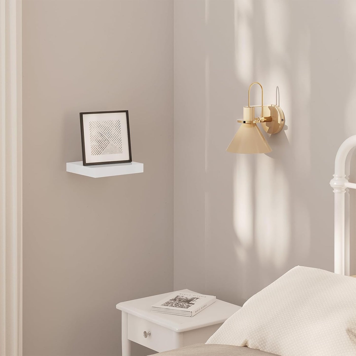 Étagère murale eSituro blanche brillante - Étagère murale suspendue - 3,8 cm d'épaisseur - Jusqu'à 15 kg