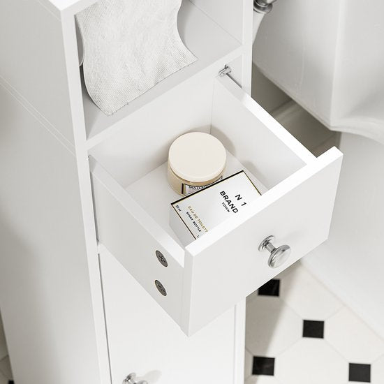 Meuble de salle de bains SoBuy BZR219-W - Meuble sous-lavabo avec porte-rouleau de papier toilette - Blanc - 85 x 20 x 20 cm