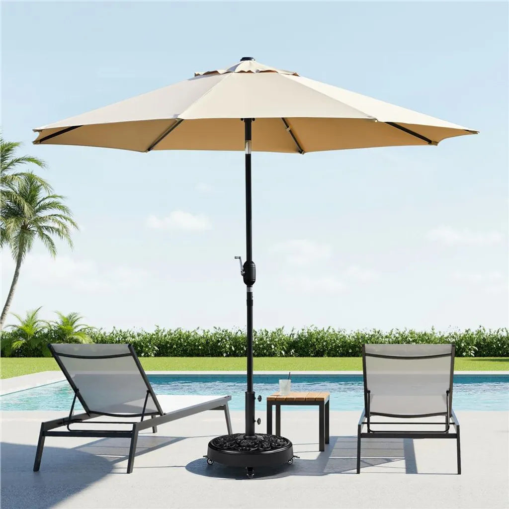 Pied de parasol Yaheetech 25 kg, Ø 50,5 cm - Noir - Pied de parasol mobile avec roulettes et design rétro