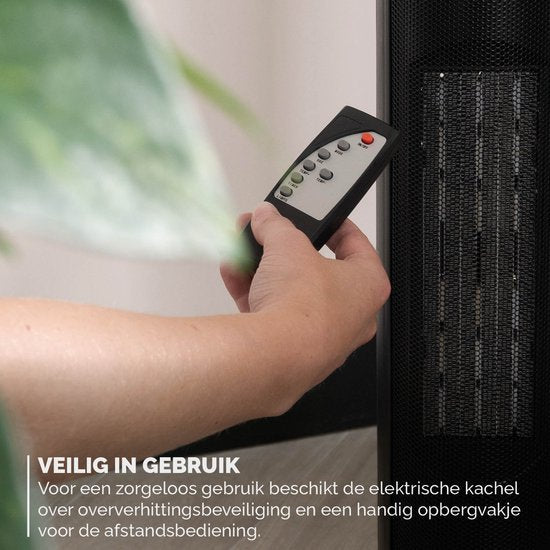 BREND BR-2221 Ventilateur céramique - 2000W - Mode ECO & Thermostat 15-35°C - Chauffage électrique - Noir