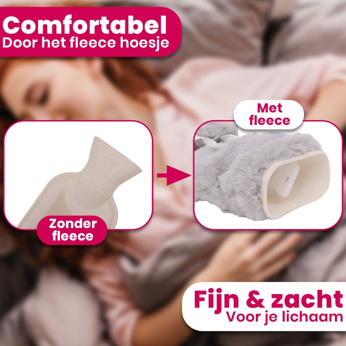 Aerend Heat Pillow - Pichet extra-long avec manchon - Pichet d'eau chaude avec housse en polaire - 2,5 litres - Soulage les douleurs au cou, aux épaules et à l'abdomen - Gris