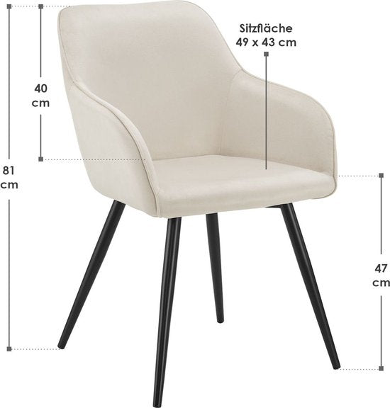 Chaise longue / Chaise à manger Tarje - 2 pièces - Couleur sable - Velours