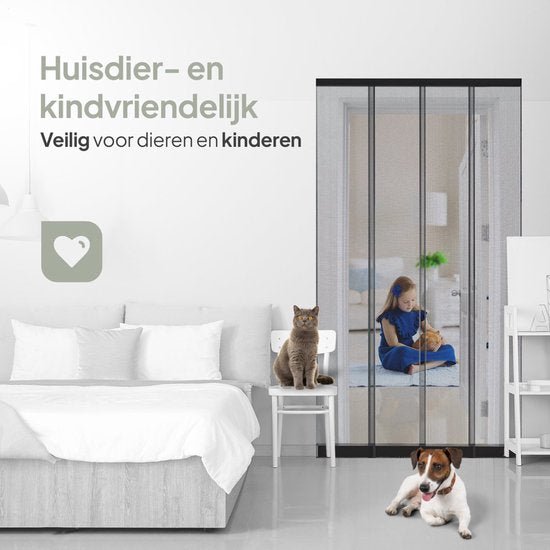 O'DADDY® Fly Curtain Slatted Screen - 150x260 cm - Rideau de porte - Design ajustable - Fibre de verre - Moustiquaire de porte noire